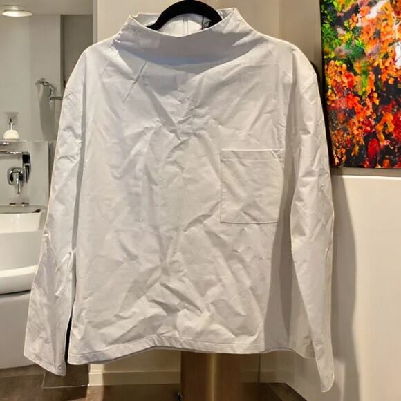 NWT - Zara Faux Leather with Crew Neck Ling Sleeve Taupe Top Medium - Picture 6 of 7